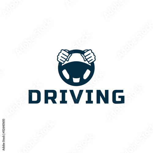 Steering wheel logo. Automobile steer wheel illustration on white background