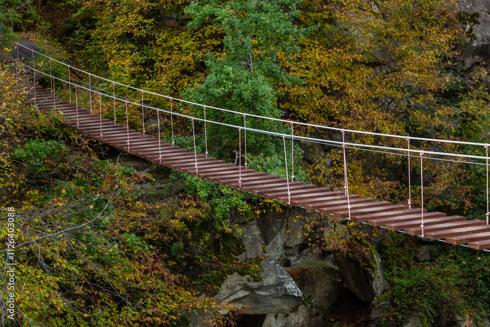 Suspension bridge, walkway to the adventurous, cross to the other side Suspension bridge, walkway to the adventurous, cross to the other side