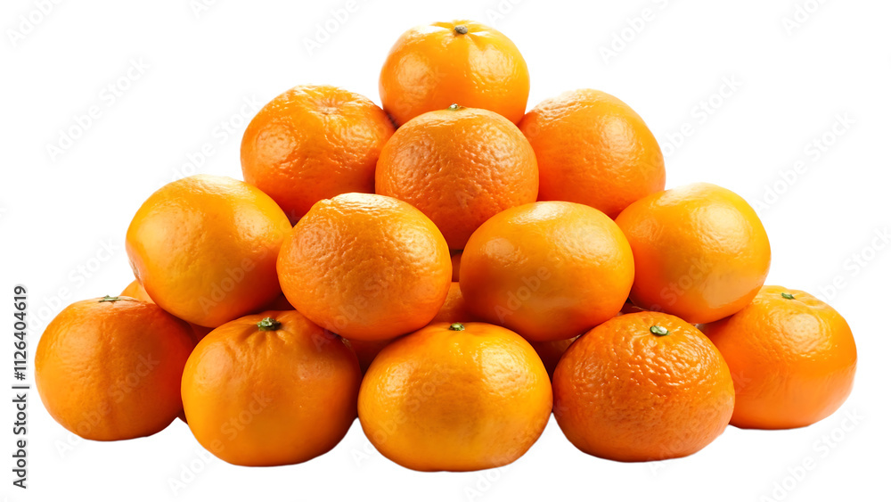 Vibrant orange tangerines, heap of citrus fruits, transparent background Vibrant orange tangerines, heap of citrus fruits, transparent background