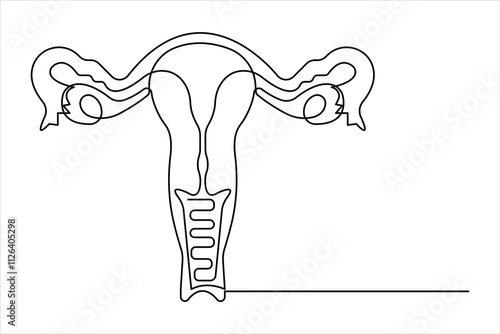 Continuous one line hand draw woman day outline vector art illustration female reproductive uterus 

