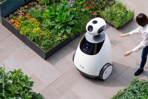 Robotic Assistant Interaction in Urban Garden Smart Technology Demonstration Outdoor Setting Engaging Viewpoint Innovative Concept for Sustainability