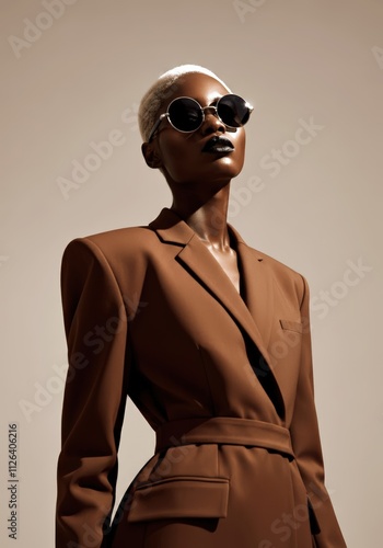 Elegant fashion portrait highlighting bold style and pantone warm tones Pantone names its color of the year for 2025 Mocha Mousse