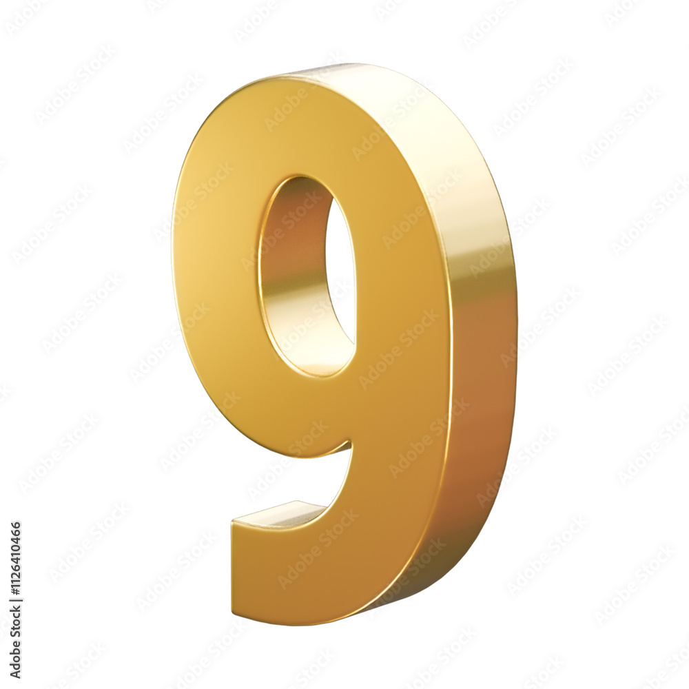 3d golden number 9 3d rendering 3d golden number 9 3d rendering