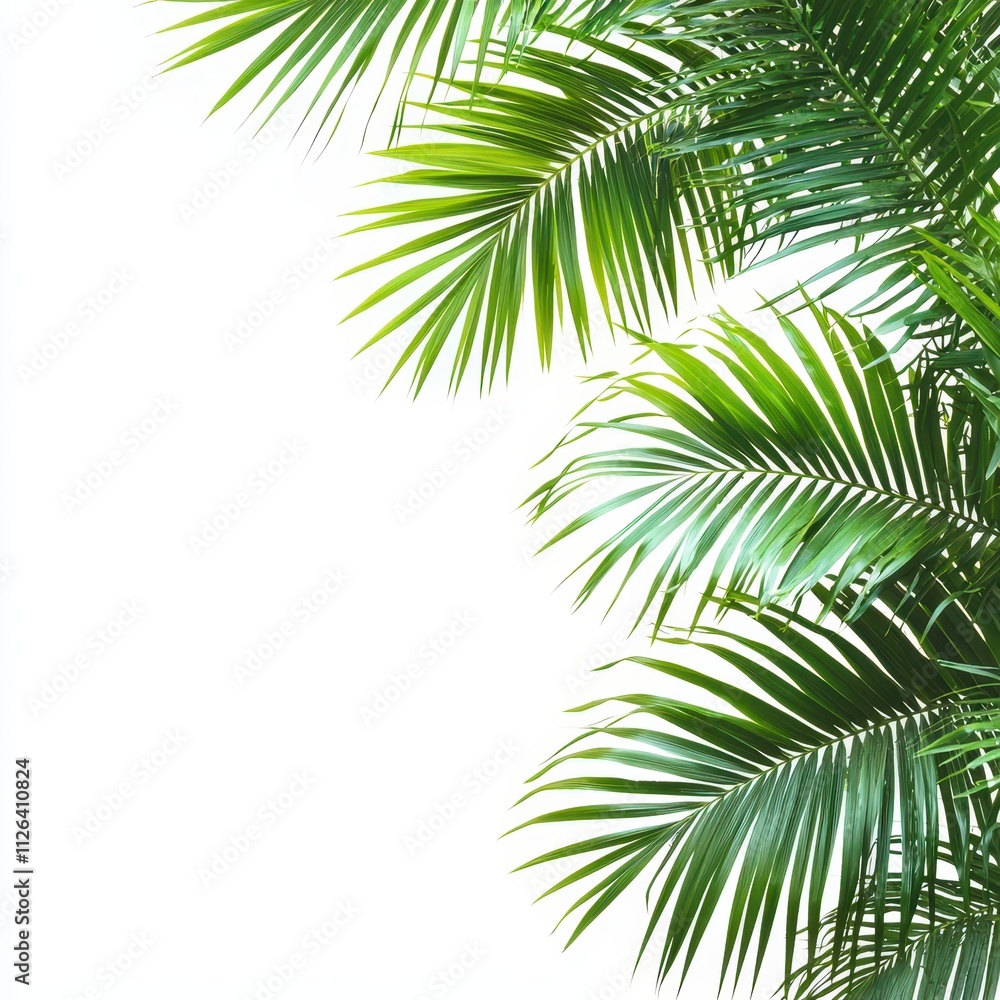 Vibrant Green Tropical Palm Leaves Corner Border with Lush Foliage Design for Summer Vacation Themes Vibrant Green Tropical Palm Leaves Corner Border with Lush Foliage Design for Summer Vacation Themes