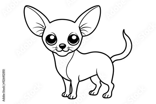  Chihuahua Dog Vector Line Art Design photo