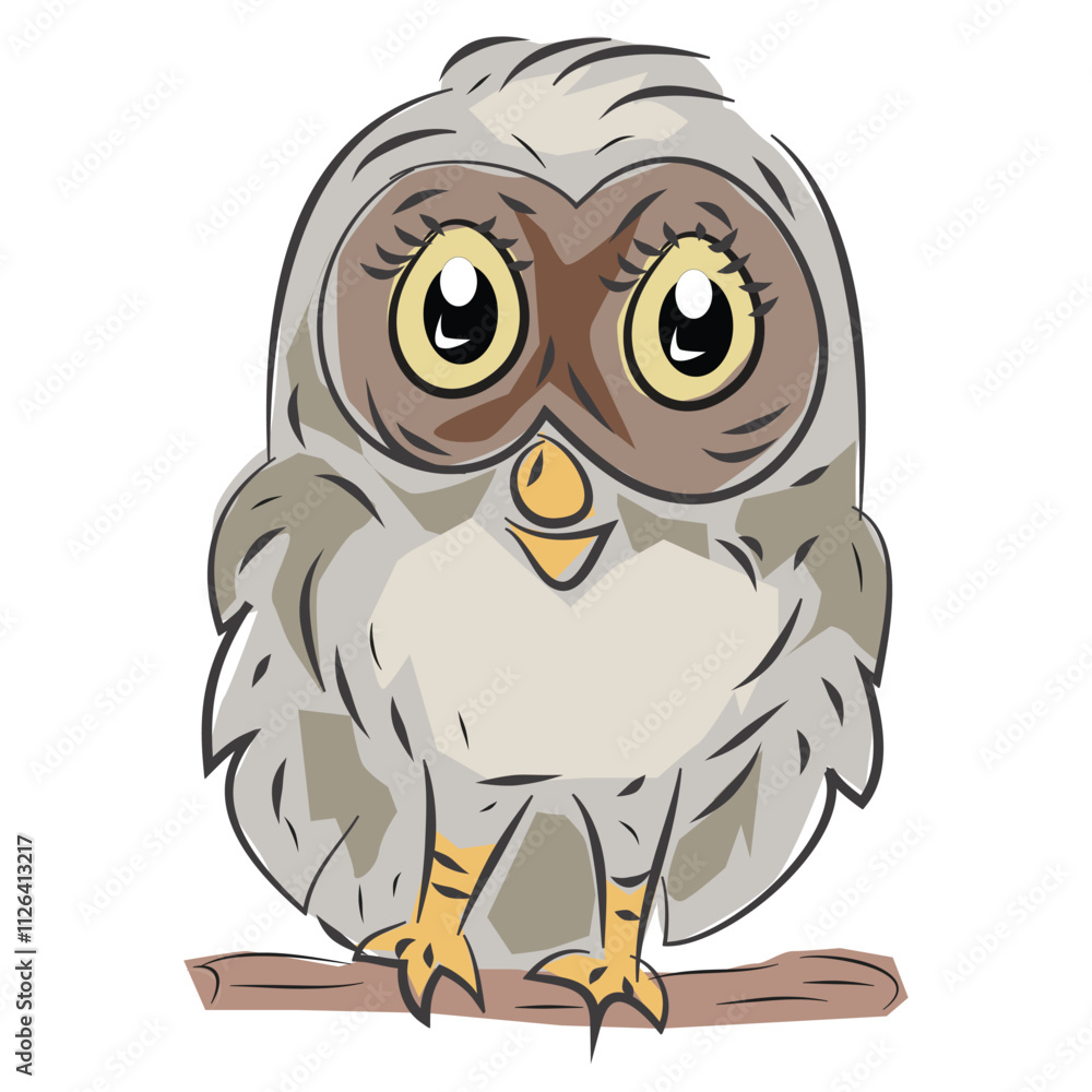 Fototapeta premium Cute Cartoon Owl Vector Illustration