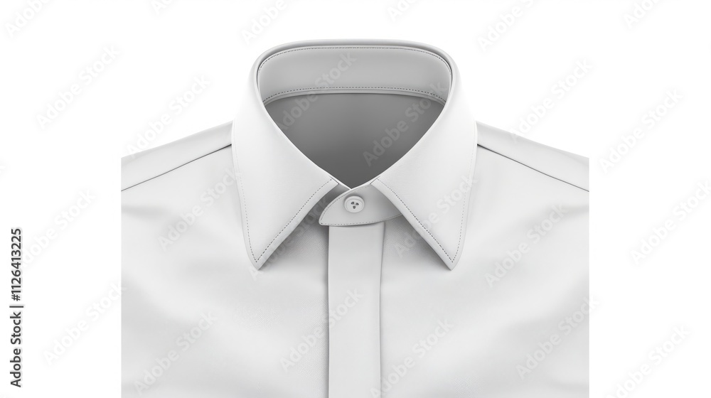 A classic white shirt with a elegant, simple collar design, isolated on a white background A classic white shirt with a elegant, simple collar design, isolated on a white background