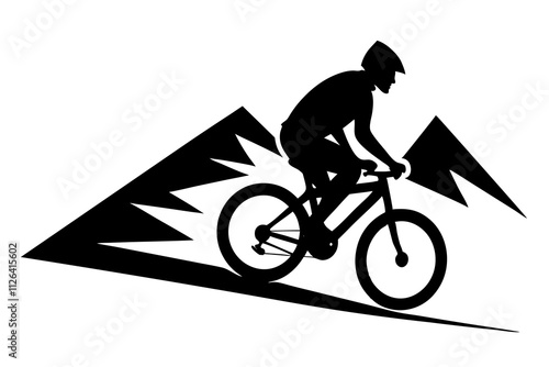 Mountain biker silhouette. vector illustration.