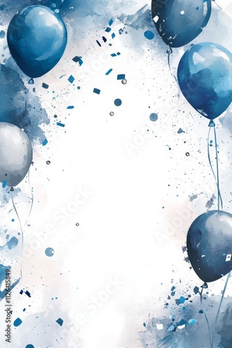 Watercolor Frame for Birthday Party Invitation, potential usecase for baby boy birthday invitations and party decorations Generative AI
