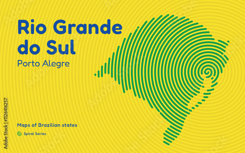 Map of the Brazilian State of Rio Grande do Sul with Porto Alegre as the Center, Circular Spiral pattern. 
