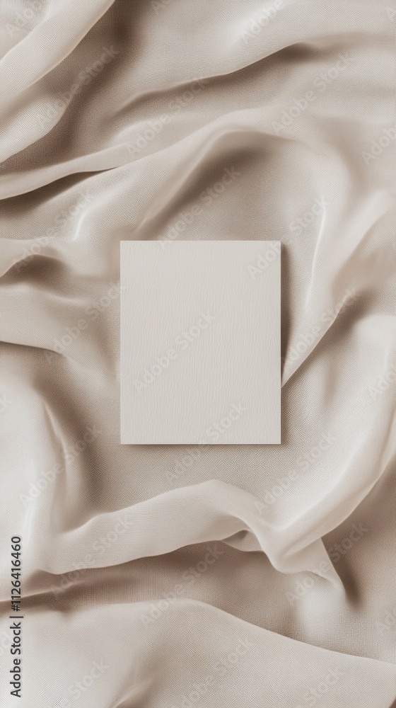 A card mockup on a flat light beige cotton fabric, potential usecase for product display or textile design Generative AI A card mockup on a flat light beige cotton fabric, potential usecase for product display or textile design Generative AI