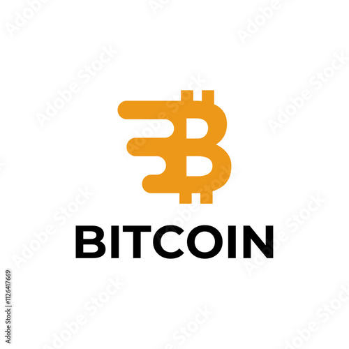Bitcoin logo concept. Cryptocurrency logo sign. Digital money flat style vector illustration.