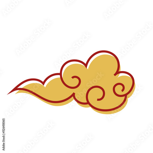 Chinese new year, year of the snake. SVG. Asian Chinese traditional red and gold element and emblem. Chinese cloud and flower.