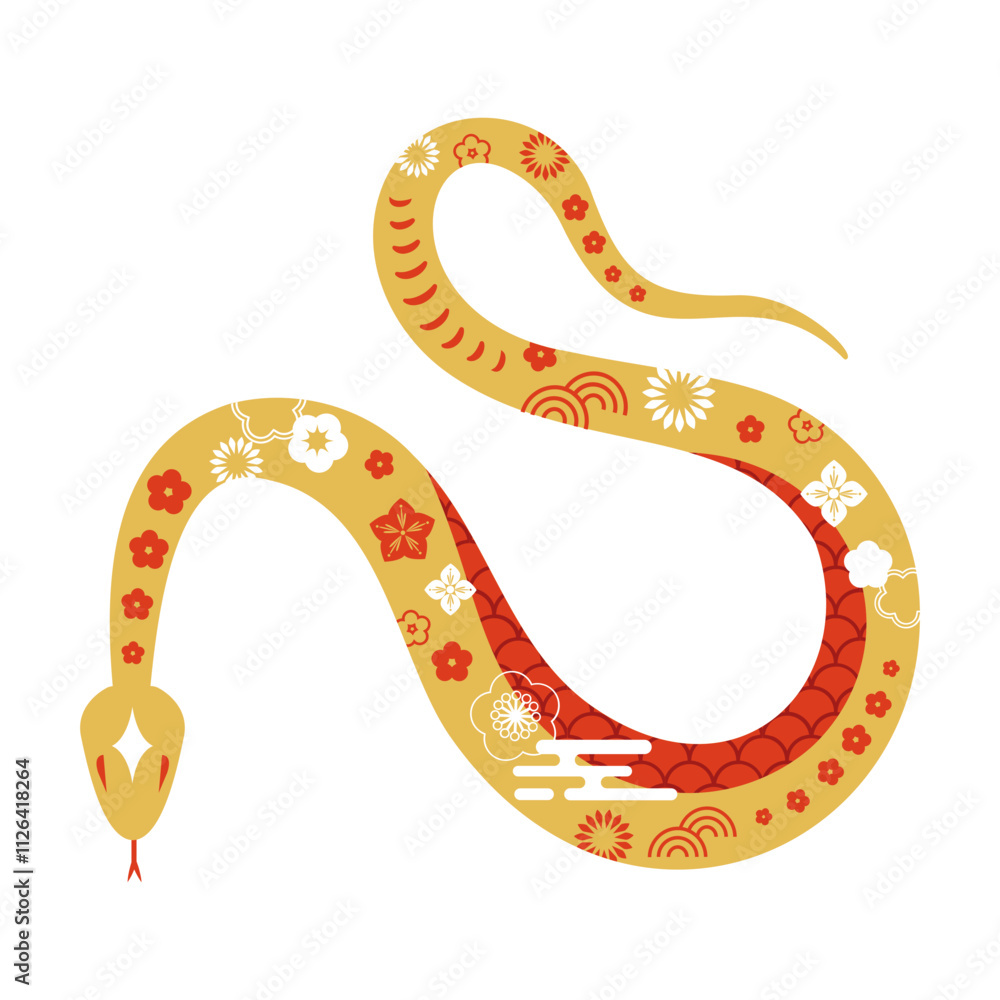 Chinese new year 2025 year of the Snake. Red Snake svg illustration. Traditional zodiac sign. Lunar new year geometric snake Chinese new year 2025 year of the Snake. Red Snake svg illustration. Traditional zodiac sign. Lunar new year geometric snake