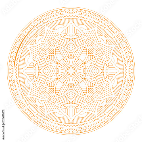  Blossom Mandala Shape. Circular pattern in form of mandala, tattoo, decoration. Decorative ornament in ethnic oriental style. 