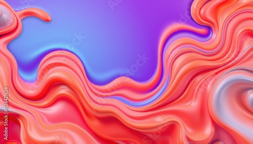 Abstract Coral and Purple Swirling Liquid Design