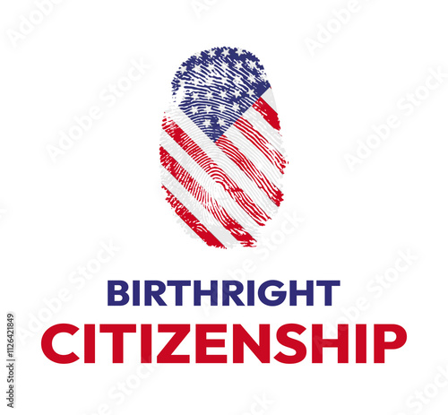 Photos Birthright Citizenship in United States of America, thumbprint mixed with flag of USA