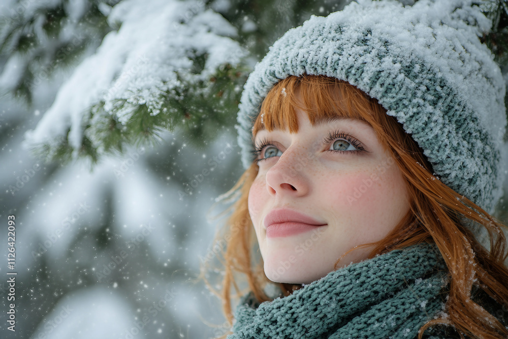 Generative AI Image of a Dreamy Person Enjoying the Winter Forest During Christmas and New Year Holidays Generative AI Image of a Dreamy Person Enjoying the Winter Forest During Christmas and New Year Holidays