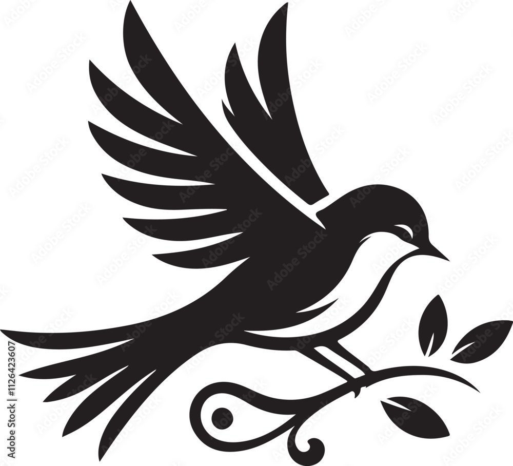 Bird silhouette vector illustration. black and white silhouette of a bird collection. Bird silhouette vector illustration. black and white silhouette of a bird collection.