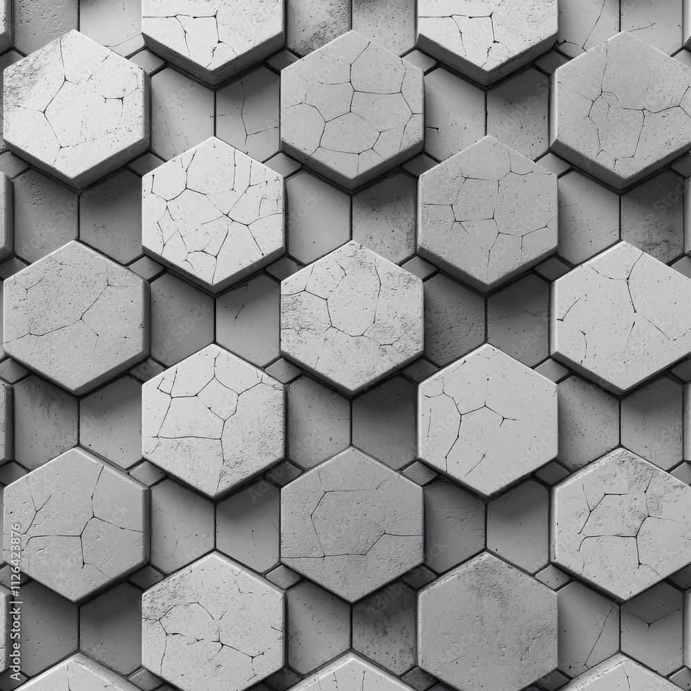 Cracked Hexagon Concrete Wall Texture Background Cracked Hexagon Concrete Wall Texture Background