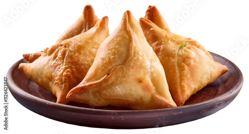 Indian food. Samosa. isolated on a transparent background, top view, PNG.