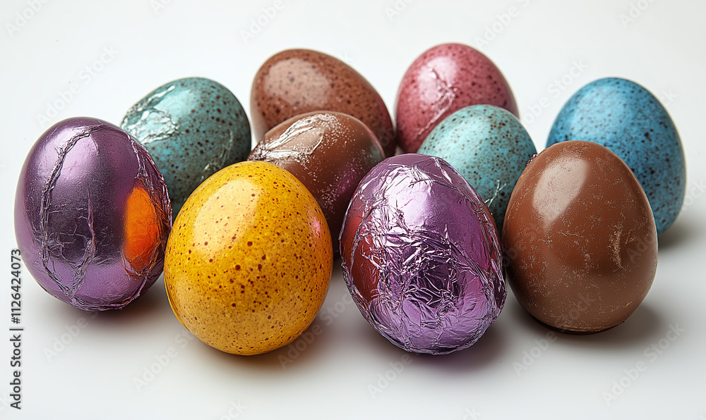 Chocolate Easter Eggs Wrapped in Foil Chocolate Easter Eggs Wrapped in Foil