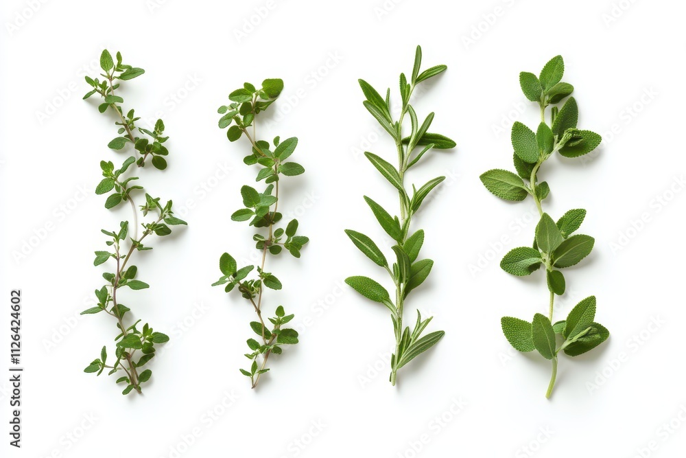 Fresh herbs arranged on a clean surface showcasing their vibrant green hues and textures Fresh herbs arranged on a clean surface showcasing their vibrant green hues and textures