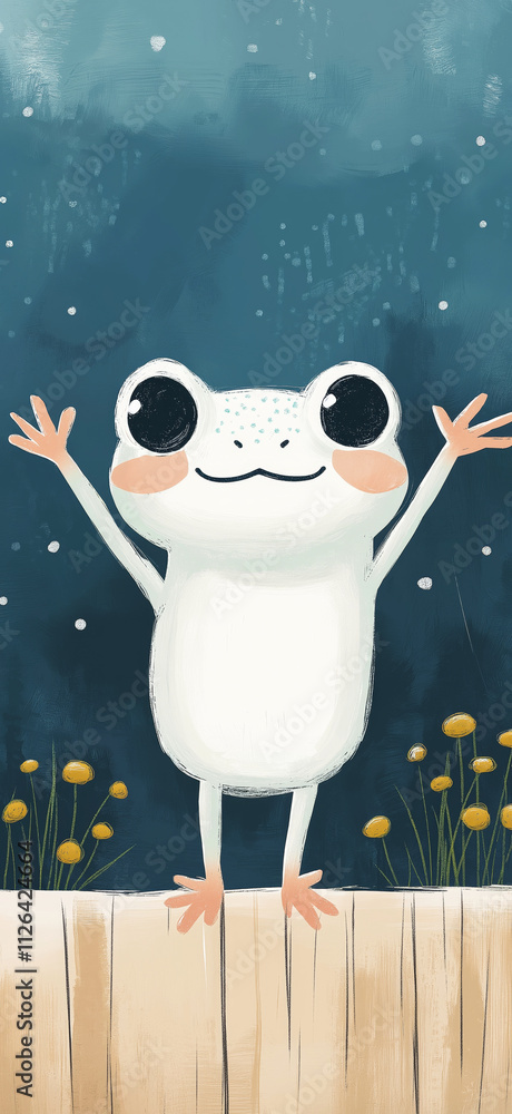 Obraz premium Cute illustration of a toad. Cute frog greeting card