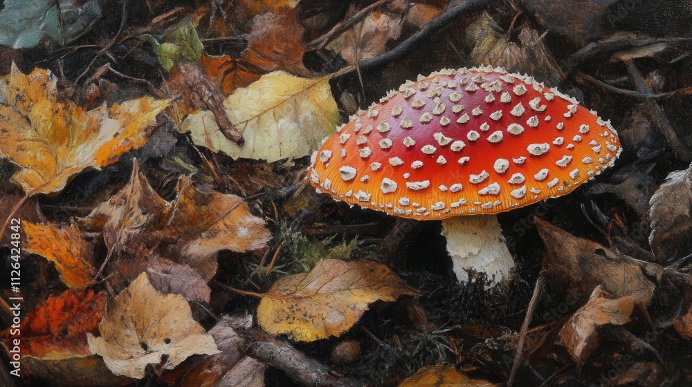 Young fly agaric mushroom. Generative AI Young fly agaric mushroom. Generative AI