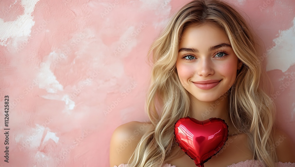 A Person Smiling with a Heart-Shaped Balloon - Happy Valentine's Day A Person Smiling with a Heart-Shaped Balloon - Happy Valentine's Day