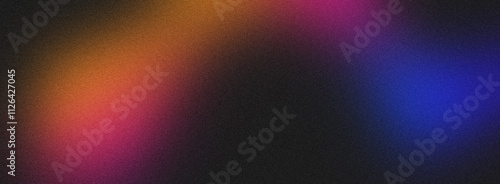 Colorful pink, yellow, turquoise back gradient noisy grain background texture