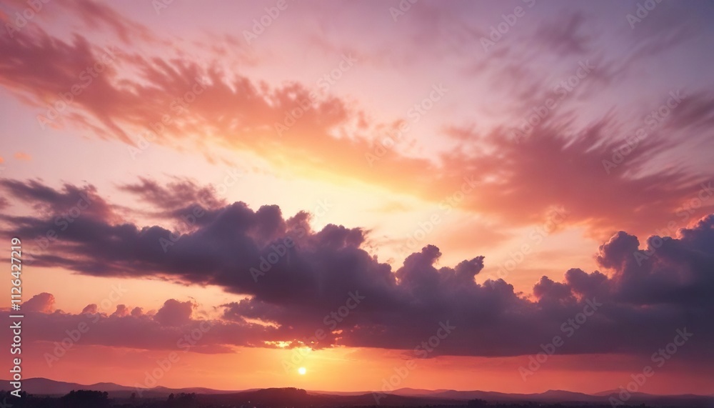 Fototapeta premium Soft focus captures the beauty of a sunset sky in abstract form , peaceful evening, serene atmosphere, calming landscape