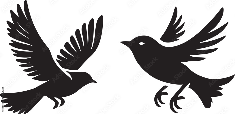 Obraz premium Bird silhouette vector illustration. black and white silhouette of a bird collection.