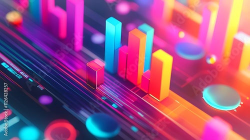 7. An abstract representation of online marketing strategies using colorful graphs and data visuals