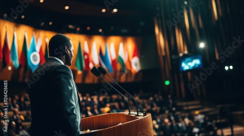 Man giving speech at international conference. (23)