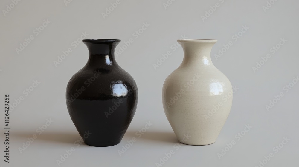 Elegant black and white ceramic vases for modern interior decoration showcasing minimalistic design and stylish home accents Elegant black and white ceramic vases for modern interior decoration showcasing minimalistic design and stylish home accents