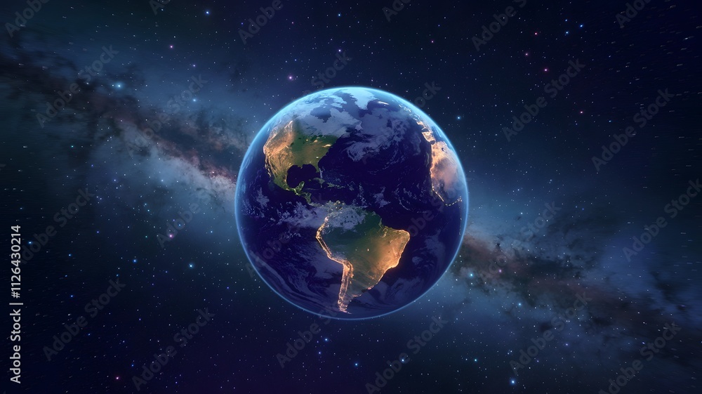 Fototapeta premium earth glowing vividly from deep space.