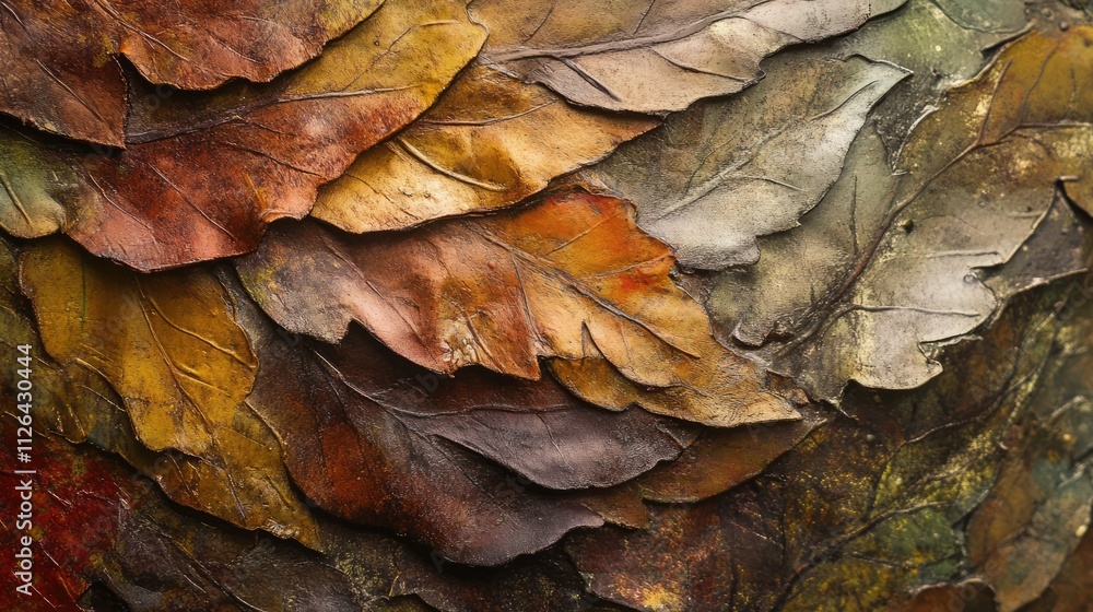 Detailed close-up of various autumn leaves showcasing rich textures and vibrant colors perfect for nature and design themes. Detailed close-up of various autumn leaves showcasing rich textures and vibrant colors perfect for nature and design themes.