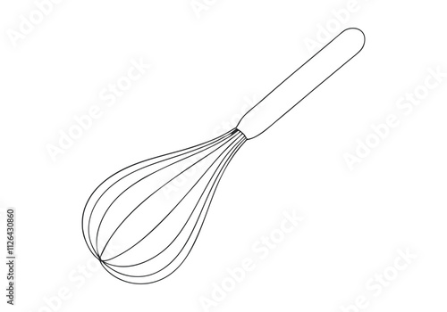 Continuous One-Line Drawing of a Whisk - Minimalist Kitchen Tool Art"