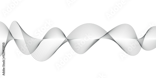 Abstract wave element for design. Digital frequency track equalizer. Stylized line art background. Vector illustration. Wave with lines created using blend tool. Curved wavy line