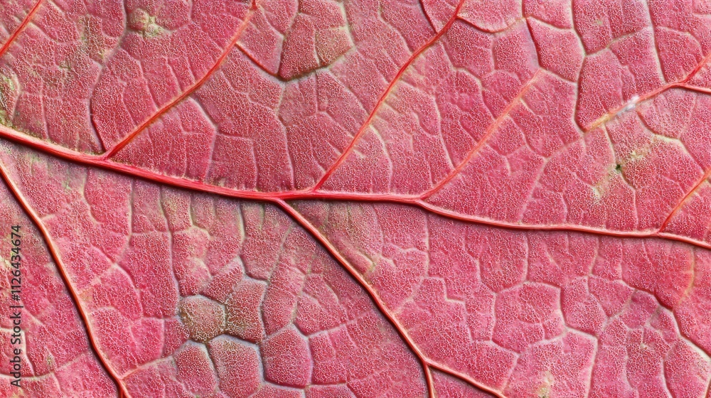 Fototapeta premium Detailed close-up of a vibrant red leaf showcasing intricate textures against a clean white background representing nature's beauty.