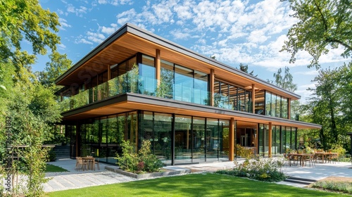 Transforming modern living contemporary residence design lush green environment eye-level perspective innovative architecture