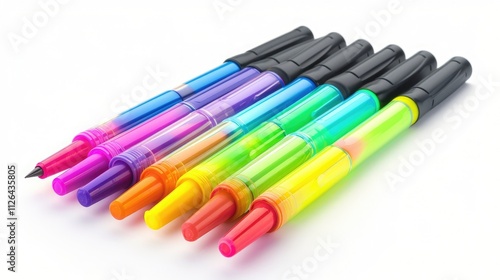 A colorful set of highlighters, isolated on a white background