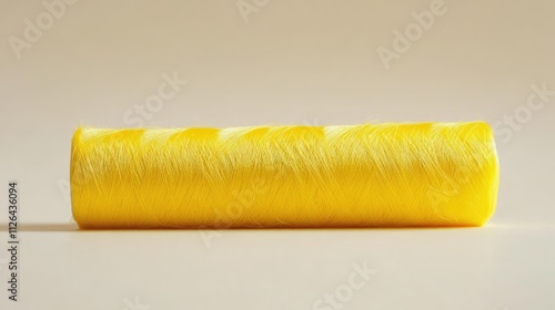 Yellow sewing thread on a neutral background ideal for crafting and textile projects showcasing vibrant color and quality material. photo