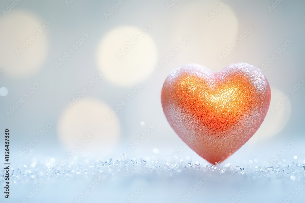 faint heart-shaped bokeh effect glows softly on clean white background surrounded by abundant copy space faint heart-shaped bokeh effect glows softly on clean white background surrounded by abundant copy space
