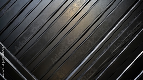 Metallic texture background featuring sleek parallel vertical oblique lines in varying shades of dark and light for modern design applications photo