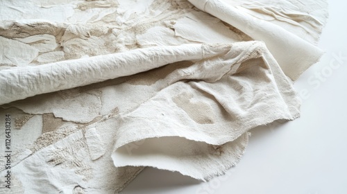 Pressed fabric remnants as insulating material showcasing texture and layered details on a neutral background for design or textile use. photo