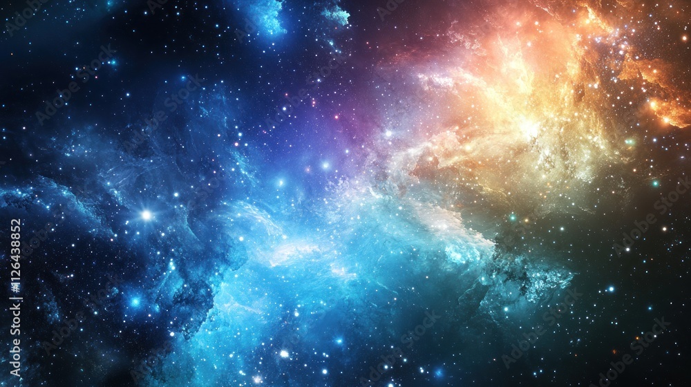 Fototapeta premium Cosmic Nebula: A Celestial Tapestry of Blue and Orange Hues