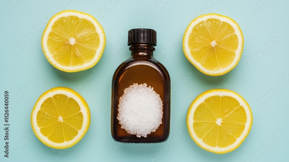 Natural cleaning solution with bicarbonate and lemon slices for effective household cleaning and eco-friendly maintenance Natural cleaning solution with bicarbonate and lemon slices for effective household cleaning and eco-friendly maintenance