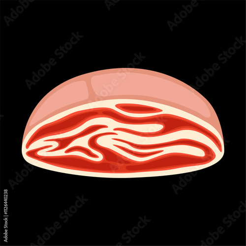 Organics pork belly vector isolated in black background. Meat illustration vector. Cartoon isolated fresh organic meat